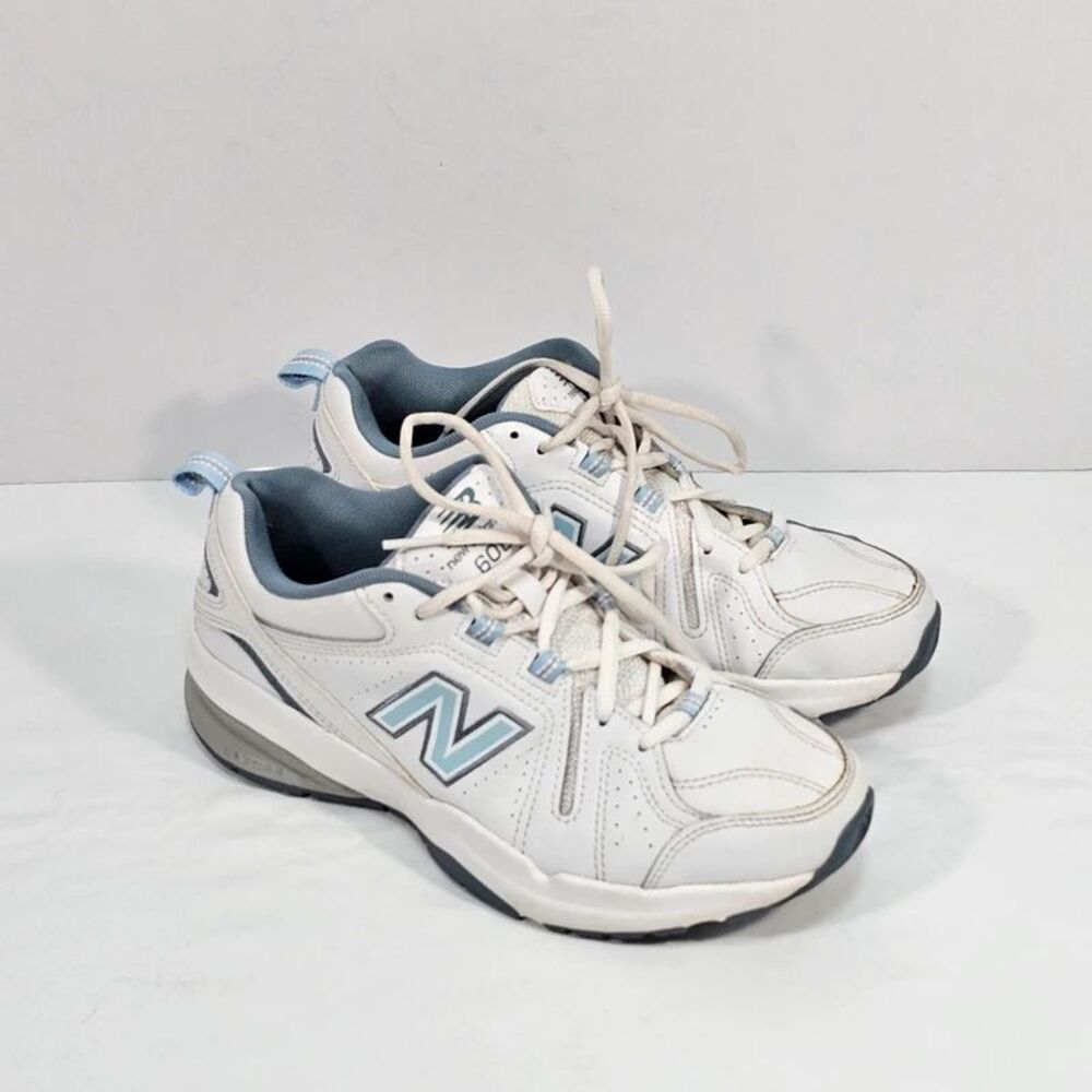 New Balance 608v5 Women Size 7.5 B Medium White Light Blue Sneakers WX608WB5